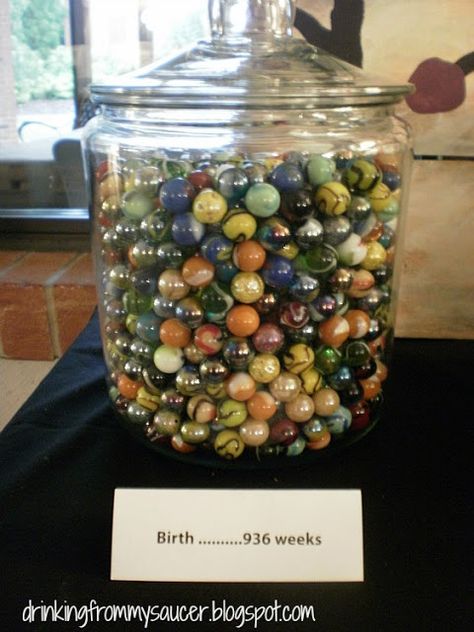 Take away one marble every week until age 18 (or high school graduation.) Wow, what a visual. Marble Display Ideas, Marble Jar, Hoping For The Best, Marble Bag, Baby Jars, Vintage Marbles, Marble Pictures, Marble Games, Growing Up Too Fast