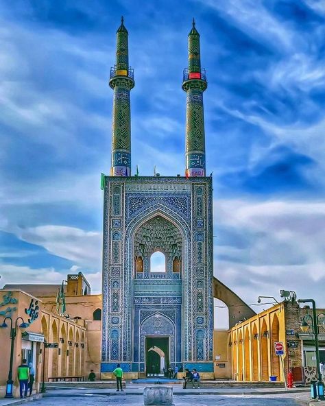 Iran Mosque Islamic Architecture, Jameh Mosque Yazd, Masjid Architecture, Muslim Architecture, Iran Art, Turkish Architecture, Persian Tiles, Iranian Architecture, Persian Architecture