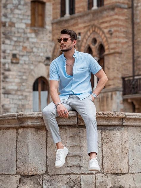 Blue Shirt Matching Pants Blue Shirt Combination, Light Blue Shirt Outfit, Blue Shirt Outfit Men, Navy Blue Pants Outfit, Blue Satin Shirt, Blue Outfit Men, Blue Pants Outfit, Sky Blue Shirt, Sky Blue Outfit