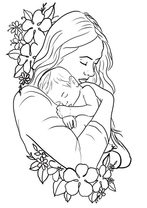 Mother Sketch, Mutterschaft Tattoos, Groom Pics, Lover Tattoo, Mom Drawing, Armband Tattoos, Pregnancy Art, Coloring Pages Inspirational, Pencil Sketch Images