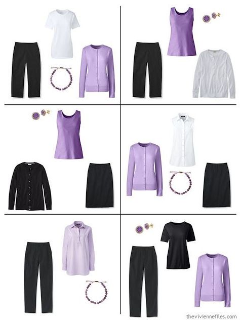 six ways to wear lavender with black and white in the spring and summer Lavender Shoes, Clothes Capsule Wardrobe, Lavender Outfit, The Vivienne Files, Vivienne Files, Monochromatic Outfit, Minimalist Capsule Wardrobe, The Vivienne, Purple Outfits