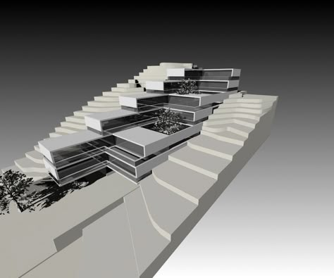 Amphitheater Architecture, Terrace House Exterior, Hotel Design Architecture, Mountain Architecture, Concept Models Architecture, Hotel Concept, Geometric Architecture, Architecture Concept Diagram, Architectural Model