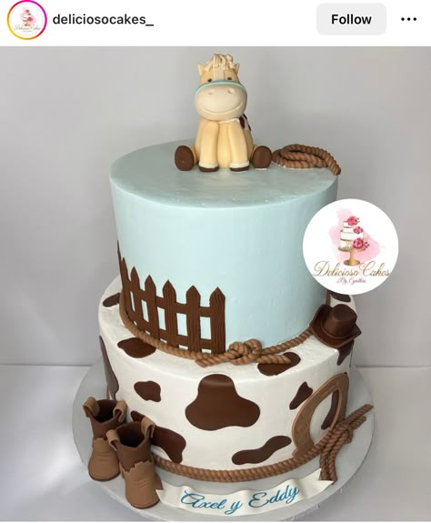 Cowboy Cakes For Boys, Western Baby Shower Cake, Cowboy Baby Shower Cake, Baby Shower Vaquero, Western Theme Cakes, Cowboy Baby Shower Theme, Wild West Birthday Party, Cowboy Themed Birthday Party, Cowboy Cake