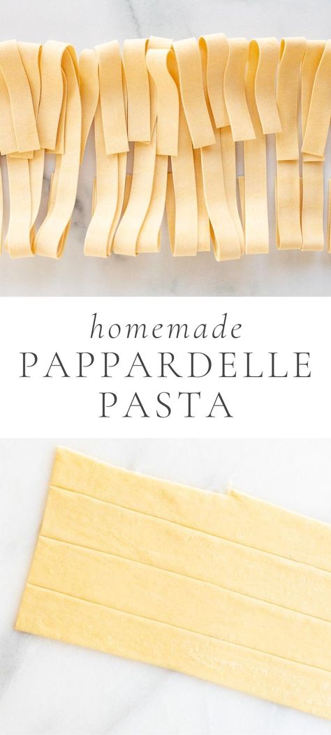 Learn the easiest way to create this delectable pasta at home! Pappardelle is perfect with so many of your favorite pasta sauces, and it’s incredibly easy to make, too. We’re walking you through it with an easy tutorial and delicious homemade pasta dough. Pappardelle Pasta Recipe, Homemade Pappardelle, Homemade Pasta Noodles, Pappardelle Recipe, Easy Homemade Pasta, Fresh Pasta Recipes, Homemade Pasta Dough, Pasta At Home, Pasta Dough Recipes