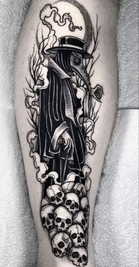 Halloween Tattoos Sleeve, Doctor Tattoo, Tattoos Sleeve, Scary Tattoos, Creepy Tattoos, Spooky Tattoos, Gothic Tattoo, Horror Tattoo, Dark Art Tattoo