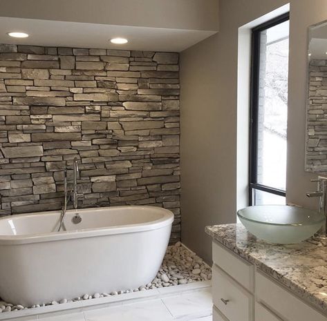 Tub With Rocks Around It, Bathroom Cladding Ideas, Cladding In Bathroom, Raising Arizona, Bathroom Cladding, Kitchen Design Plans, Rustic Bathroom, Mid Century House, Modern Bathroom Design