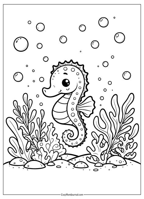 Vacation Coloring Pages, Under The Sea Coloring Pages, Coloring Pages Sea Animals, Sea Animal Coloring Pages, Sea Creature Coloring Pages, Sea Creature Colouring Pages, Sea Animals Coloring, Under The Sea Coloring Pages For Adults, Octopus Coloring Page