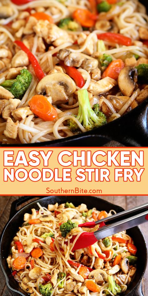 Chicken Noodle Stir Fry, Fettuccini Noodles, Korean Meals, Chicken Stir Fry With Noodles, Noodle Stir Fry, Beef Steak Recipes, Poultry Dishes, Vegetable Noodles, Stir Fry Noodles