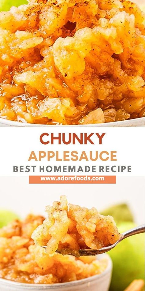 Best homemade chunky cinnamon applesauce recipe. Served as a side dish or incorporated into various apple recipes, this versatile treat is perfect for fall season. Whether it accompanies roast pork tenderloin or into muffins or cakes, homemade cinnamon applesauce truly captures the essence of fall #applesauce #chunkycinnamonapplesauce Homemade Chunky Applesauce, Homemade Cinnamon Applesauce, Chunky Applesauce Recipe, Chunky Applesauce, Homemade Applesauce Recipe, Roast Pork Tenderloin, Homemade Applesauce Recipes, Cinnamon Applesauce, How To Make Applesauce