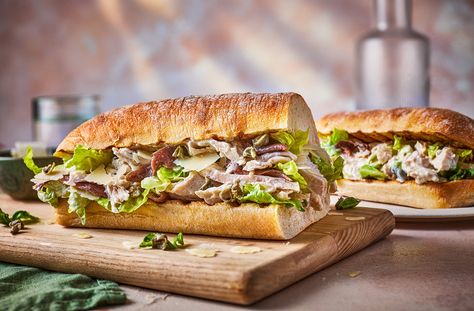 Chicken Caesar ciabatta sandwich recipe Chicken Ciabatta Sandwich, Ciabatta Sandwich Recipes, Sandwich Photography, Caesar Sandwich, Ciabatta Sandwich, Chicken Caesar Sandwich, Roast Chicken Leftovers, Tesco Real Food, Chicken Slices