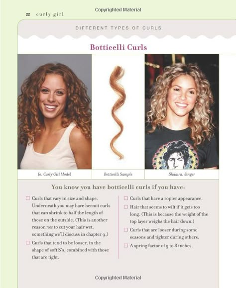 Dream curls - I wish my hair would look like this! Botticelli Curls, Lorraine Massey, Shakira Hair, Curly Tips, Different Types Of Curls, Seasonal Affective, Curly Girl Method, Curly Hair Inspiration, Curly Hair Routine