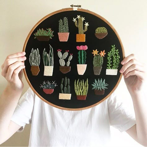 Madi Astolfi is a textiles and embroidery artist based on the Central Coast, NSW. Why did you first decide to create Unpicking? I created Unpicking the same week I walked out of school for the last time in 2015. I think I did so with the rush of realising I was finally free, with… Cactus Embroidery, Pola Sulam, Simple Embroidery, 자수 디자인, Sewing Embroidery Designs, Hand Embroidery Art, Hand Embroidery Stitches, Modern Embroidery, Embroidery Hoop Art