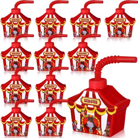 PRICES MAY VARY. Package Include: you will receive 12 pcs circus cups with straws and lids, which comes in a complete set and comes in plenty to ensure your guests can enjoy their favorite beverages worry free Circus Appearance: our circus plastic cups designed in a classic circus shape, printed with elephants, lions, clowns and other patterns, it is cute and lively, adding a rich circus carnival themed party atmosphere, giving your boys and girls a happier party experience Safe Plastic Material Carnival Circus Theme Party, Kids Carnival Birthday Party, Boys 8th Birthday, Carnival Birthday Theme, Carnival Party Favors, Casino Birthday Party, Sibling Birthday Parties, Cups With Straws, Carnival Party Decorations