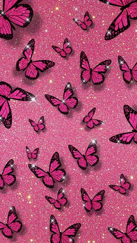 Purple Butterfly Wallpaper, Pink Glitter Wallpaper, Pink Wallpaper Girly, Butterfly Wallpaper Iphone, Pink Nation, Wallpaper Girly, Glitter Wallpaper, Pink Wallpaper Iphone, Purple Butterfly