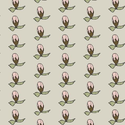 Half drop style composition repeating pattern of hand drawn rose bud #surfacepatterndesign #vintagefloral Half Drop Repeat Pattern Design, Full Drop Repeat Pattern Design, Half Drop Repeat Pattern, Half Drop Pattern, Botanical Repeat Pattern, Repeating Heart Pattern, Drawn Rose, Hexagon Repeat Pattern, Line Print