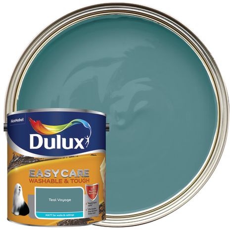 Dulux Easycare Washable & Tough Matt Emulsion - Teal Voyage - 2.5L | Wickes.co.uk Kitchen Matt, Kitchen Revamp, Diy And Home Improvement, House Paint, Kitchen Paint, Willow Tree, Place Names, Hallway Decorating, Blue Paint