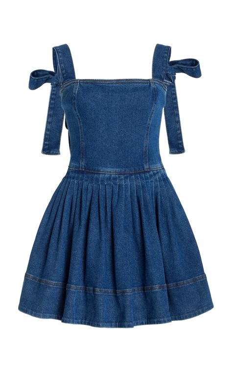 Oscar de la renta Cute Denim Dress, Childish Dress, Denim One Piece Dress, Bows Outfit, Denim Outfits For Women, Denim Dresses For Women, Denim Dress Outfit, Sleeveless Denim Dress, Dress Denim