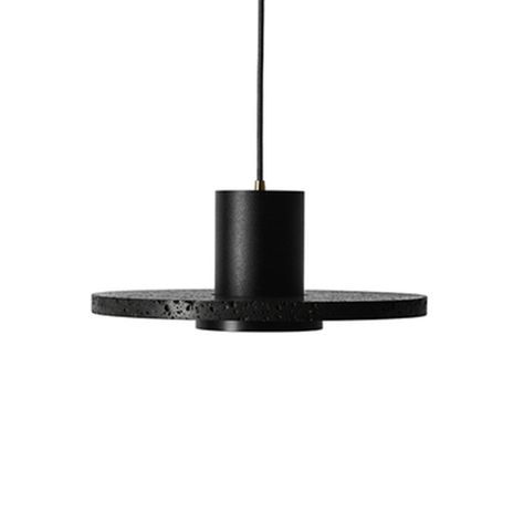 Flat Round Ceiling Lighting Simplicity Terrazzo Single-Bulb Black Hat Hanging Lamp Concrete Lamps, Round Ceiling Light, Architectural Lighting Design, Round Ceiling, Brass Lantern, Metal Hanging Lights, Semi Flush Mount Lighting, Black Hat, Black Lamps