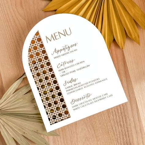 Arch Menu Design, Wedding Menu Design Ideas, Modern Menu Design, Acrylic Bar Sign, Wedding Menu Sign, Wedding Menu Design, Modern Signage, Modern Table Number, Rattan Wedding