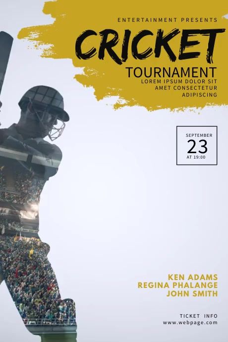 1,450+ cricket tournament Customizable Design Templates | PosterMyWall Cricket Posters, Cricket Tournament, About Cricket, Cricket Game, Cricket Logo, Cricket Poster, Sports Cricket, Cricket Games, Online Poster