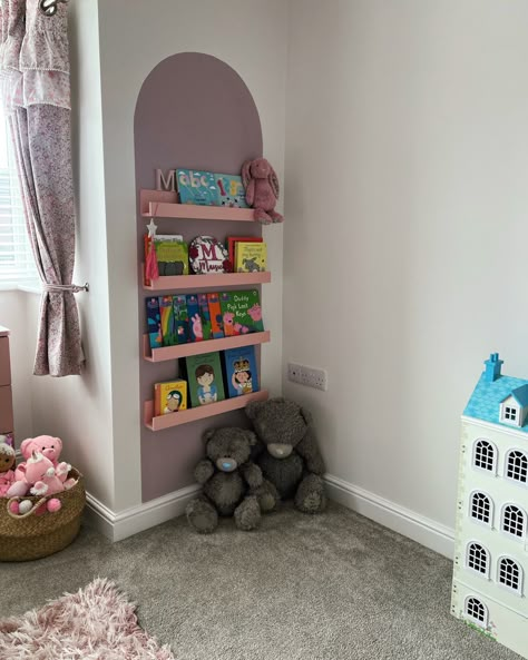 #readingcorner #bookshelf #readin #bookworm #girlsbedroomideas #purplebedroom #bedroomdecoration Girls Bookshelf Ideas, Purple Toddler Room, Bookshelf Kids Room, Girls Bookshelf, Reading Corner Kids, Lego Room Decor, Kids Room Shelves, Books Kids Room, Bedroom Wall Decor Ideas