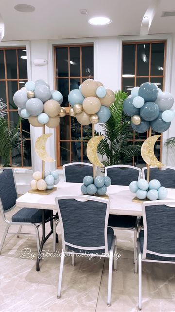 Over The Moon Decorations, Space Baby Shower Centerpieces, Over The Moon Centerpiece Ideas, Over The Moon Baby Shower Centerpiece, Over The Moon Centerpiece, Space Theme Centerpiece Ideas, Astronaut Baby Shower Ideas, Moon Centerpiece Ideas, Moon Gender Reveal