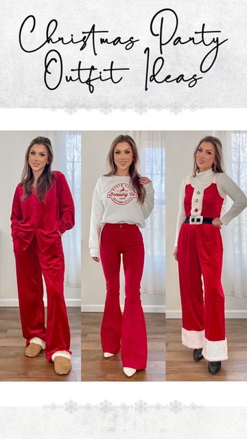 𝗧𝗮𝘆𝗹𝗼𝗿 𝗕𝗲𝗲⁣ on Instagram: "♥️ Christmas Party Outfit Ideas! ♥️ — Which look is your fave?! 1. Velvet set: https://liketk.it/3XFQs?product=b7c2f6ec-808f-11ed-a77a-0242ac110004 2. Santa jumpsuit: https://liketk.it/3XFQs?product=b7c7452b-808f-11ed-a77a-0242ac110004 3. Red bell bottoms: https://liketk.it/3XFQs?product=b7ce9e88-808f-11ed-a77a-0242ac110004 Everything is also always linked to shop directly in my bio!! (On my LTKIt @shop.ltk page!) https://ltk.app.link/2MXw6X20Uvb • https://www Bell Bottom Christmas Outfit, Red Bell Bottoms Outfit, Red Bell Bottoms, Christmas Party Outfit Ideas, Bell Bottoms Outfit, Party Outfit Ideas, Velvet Set, Walmart Fashion, Christmas Party Outfit