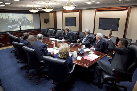 "The woodshell": President Barack Obama participates in a video teleconference with President Hamid Karzai of Afghanistan, in the Situation Room of the White House, Oct. 4, 2010. House Photo, Us Government, Homeland Security, News Website, Photo Op, The White House, Meeting Room, Barack Obama, East Coast