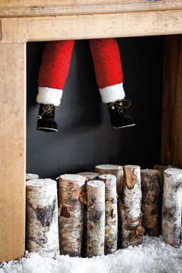 Santa Legs Tree Santa Legs Chimney Diy, Santa Boots Decoration, Roof Pool, Birch Logs, Pool Noodle, Holiday Theme, Christmas Fireplace, Christmas Mantels, Christmas 2016