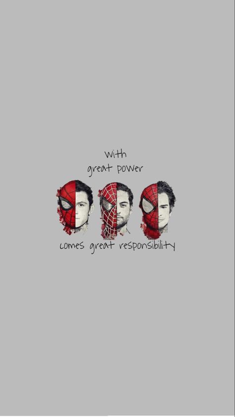 Simplistic Spiderman Wallpaper, Spider Man Wallpaper With Great Power Comes Great Responsibility, Spiderman Wallpaper Quotes, Types Of Spiderman, Spiderman Quotes Aesthetic, Tom Holland Spiderman Aesthetic, With Great Power Comes Responsibility, Marvel Aesthetic Wallpaper, Spiderman Quotes