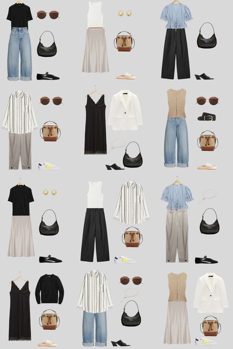 A 12 Piece Minimalist Summer Capsule Wardrobe - livelovesara Epic Aesthetic, Minimalist Summer Wardrobe, 90s Minimalism, Over 40 Fashion, Wardrobe Minimalist, Capsule Wardrobe Minimalist, Minimalist Summer, Capsule Wardrobe Work, Capsule Wardrobe Outfits