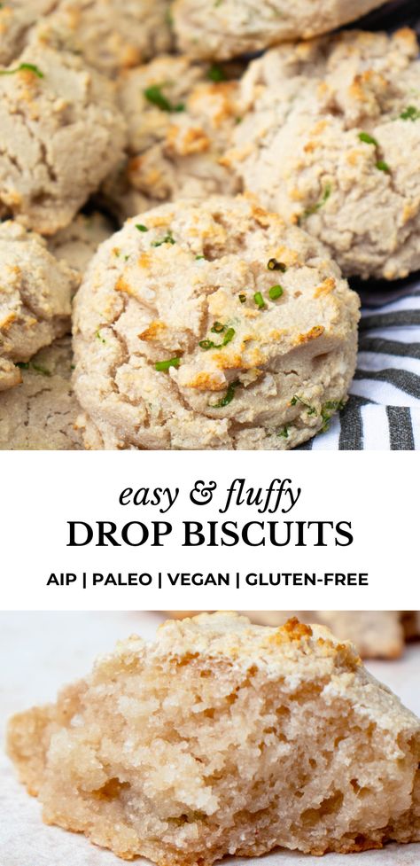 Gluten Free Drop Biscuits, Aip Sides, Aip Dinner, Aip Breakfast, Vegan Paleo Recipes, Autoimmune Paleo Recipes, Vegan Biscuits, Aip Paleo Recipes, Gluten Free Biscuits