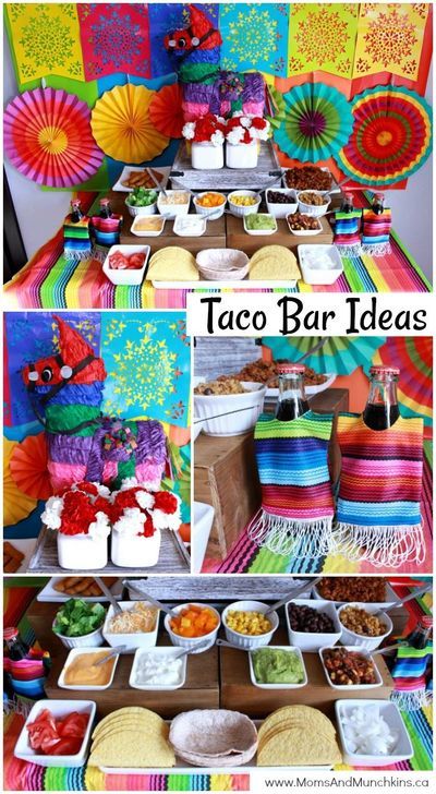 Partyfood Ideas, Tacobar Party, Taco Bar Ideas, Backyard Fiesta, Taco Tuesday Party, Taco Bar Party, Mexican Baby Shower, Mexican Birthday Parties, Mexican Fiesta Party