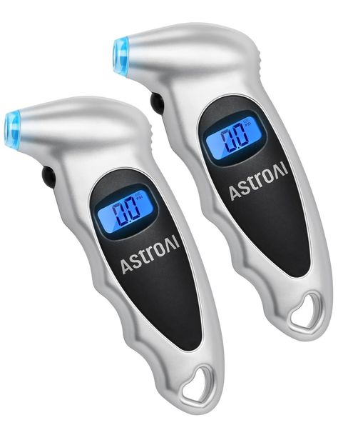 Amazon.com: AstroAI Tire Pressure Gauge Digital 0-150PSI (Accurate in 0.1 Increments), 4 Units for Car Truck Bicycle with Backlight LCD and Presta Valve Adaptor, Sliver (2 Pack) : Automotive Car Accessories Gifts, Vehicle Care, Tire Pressure Gauge, Stocking Stuffers For Men, Care Care, Tire Repair, Motor Vehicle, Pressure Gauge, Motor Car