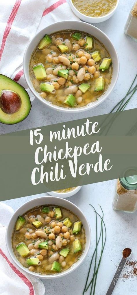 Chili Verde Soup, Verde Soup, Recipe Using Applesauce, Chickpea Chili, Chili Verde, Soup Appetizers, Vegan Chili, Vegetarian Chili, Vegan Soups