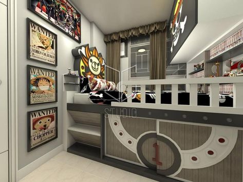 Anime Bedroom Ideas, One Piece Theme, Dream Bedroom Inspiration, Gamer Room Decor, Otaku Room, Parents Room, Old Room, Anime Room, Gamer Room