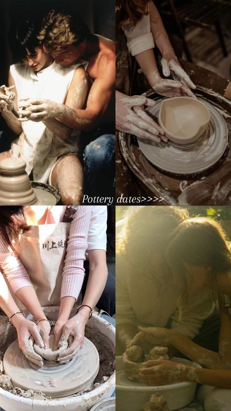 Pottery Couple Aesthetic, Pottery Date Aesthetic, Couples Pottery, Couple Pottery, Pottery Date, Romantic Artwork, Vision 2025, Couple Activities, Whisper Aesthetic