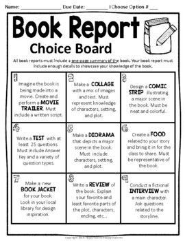 Book Report Rubric, Book Report Template, Book Report Projects, 6th Grade Reading, Choice Board, Essay Tips, Essay Format, Choice Boards, 5th Grade Reading