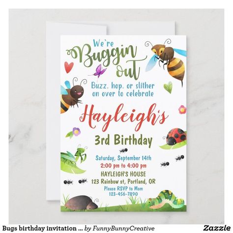 Ladybug First Birthday, Old Bug, Summer Birthday Invitations, First Birthday Invite, Summer Invitation, 1st Birthday Invitation, Boy Birthday Invitations, Butterfly Birthday, Summer Birthday