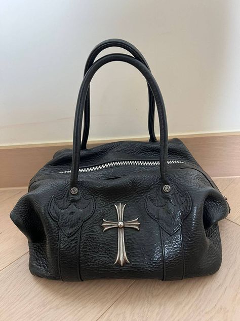 Chrome Hearts Chrome hearts leather travel bag | Grailed Chrome Heart Accessories, Chrome Hearts Bag, Chrome Hearts Fashion, 2000s Purse, Chrome Hearts Leather, Heart Accessories, Leopard Bag, Archive Fashion, Leather Travel Bag