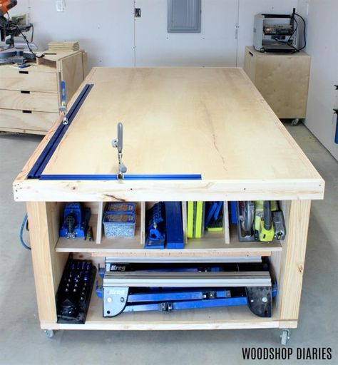 Workbench With Storage, Workbench Stool, Work Bench Ideas, Outfeed Table, Workbench Organization, Garage Workbench Plans, Workbench Top, Building A Workbench, Workbench Ideas