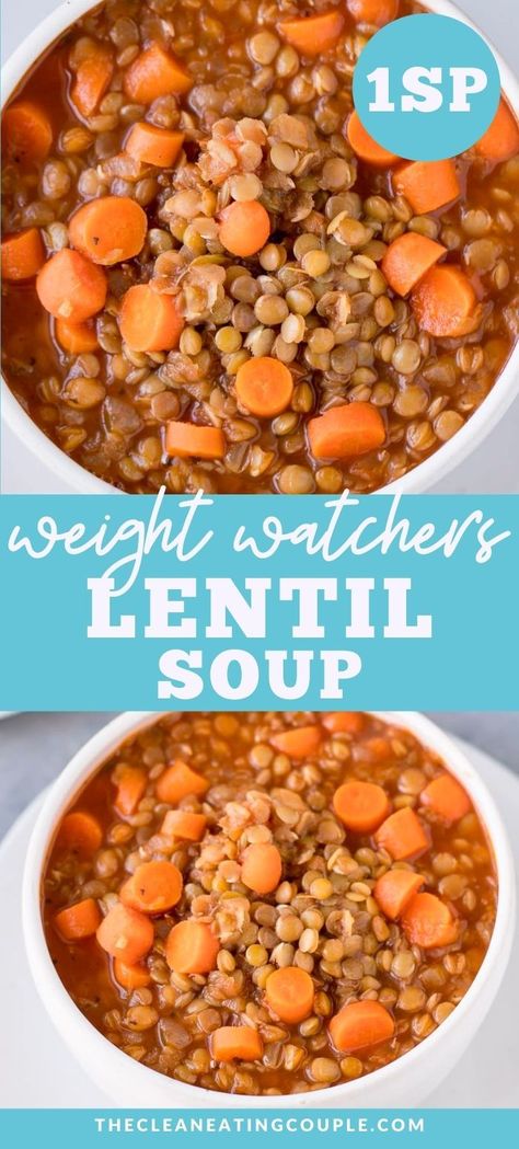 Lentil Soup Crockpot, Easy Lentil Soup, Slow Cooker Lentil Soup, Weight Watchers Crock Pot Recipes, Instant Pot Vegan, Slow Cooker Lentils, Lentil Soup Recipe, Weight Watchers Soup, Weight Watchers Snacks