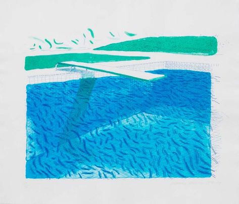 David Hockney Prints, Print Exhibition, Blue Prints, David Hockney, Continuous Line, British Artist, Landscape Prints, Picture Gallery, Art Museum