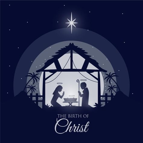 Jesus Born Christmas, Nativity Scene Silhouette, Jesus Born, Christmas Crib Ideas, Christmas Crib, Happy New Year Pictures, Church Graphics, Graphics Design Ideas, The Birth Of Christ