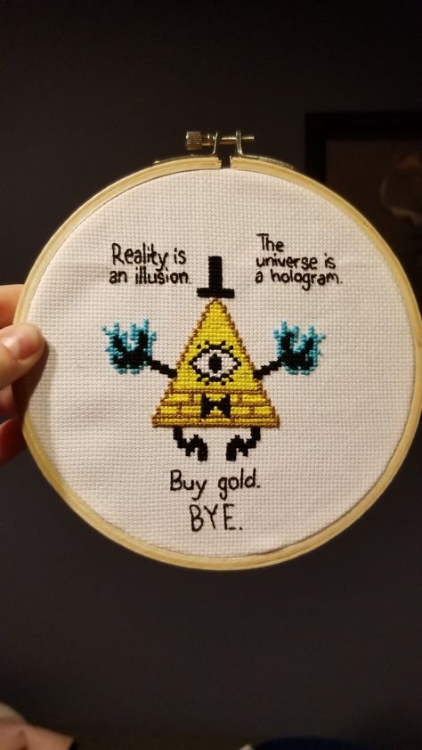 Gravity Falls Embroidery, Bill Cipher Crochet, Gravity Falls Gift Ideas, Gravity Falls Cross Stitch, Gravity Falls Crochet, Fall Cross Stitch, Desenhos Gravity Falls, Beads Patterns, Bill Cipher