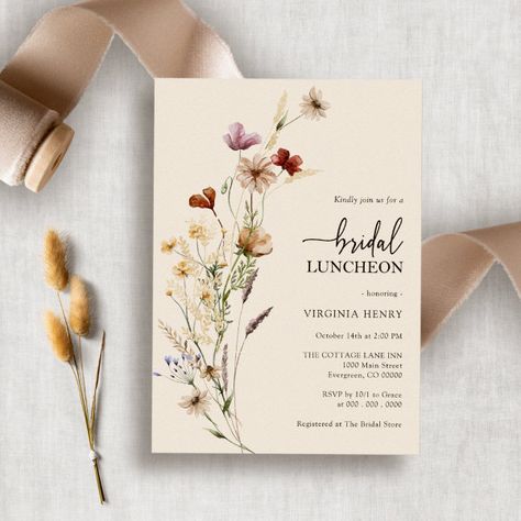 Elegant Floral Bridal Luncheon Invitation Bridal Shower Elegant, Bohemian Invitation, Luncheon Invitation, Vintage Bridal Shower Invitations, Bridal Luncheon Invitations, Bridal Shower Luncheon, Wedding Luncheon, Boho Bridal Shower Invitations, Wedding Invitation Trends