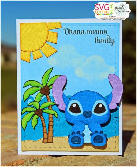 Disney Birthday Card, Gnome Face, Scrapbook Techniques, Seasonal Tree, Stitch Birthday, Jaded Blossom, Disney Cards, Stitch Gift, Scrapbooking Techniques