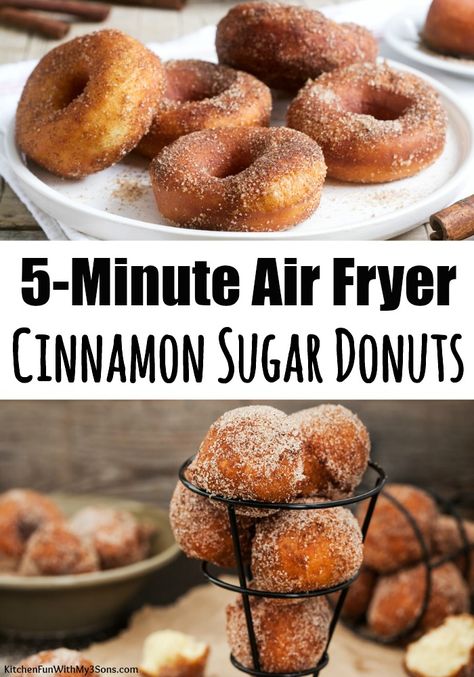 Air Fryer Donuts, Air Fryer Recipes Dessert, Cinnamon Donuts, Cinnamon Sugar Donuts, Air Fried Food, Air Fryer Oven Recipes, Air Fry Recipes, Best Air Fryers, Homemade Donuts