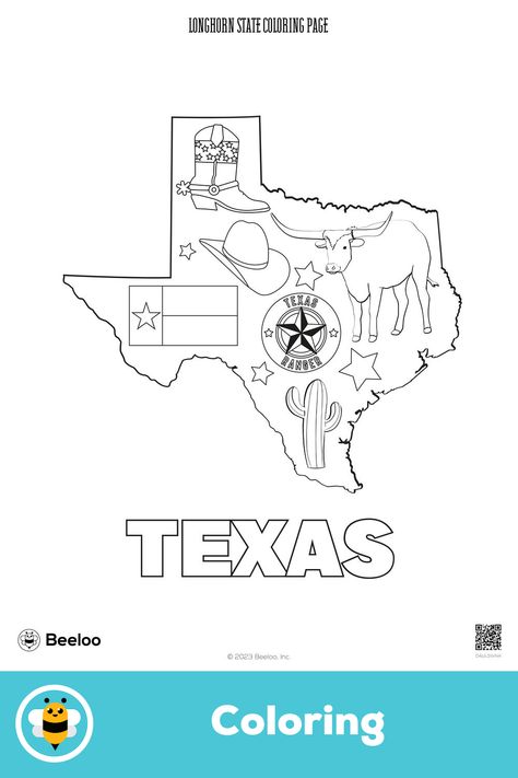 Advanced texas-themed coloring page for kids ages 7 and up. Featuring: Texas, tx Texas Symbols, Texas Ornaments, Texas Theme, Crafts And Activities For Kids, K Crafts, Printable Crafts, Printable Activities, Matching Games, Worksheets For Kids