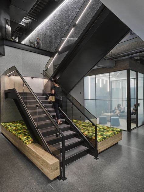 Stairway Staircase Design Commercial, Stair Office Design, Office Stairs Design, Office Staircase Design, Stair Office, Architecture Workspace, Office Staircase, Office Stairs, Office Inspiration Workspaces